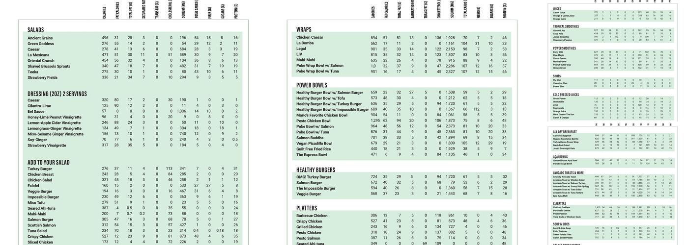 Carrot Express Menu