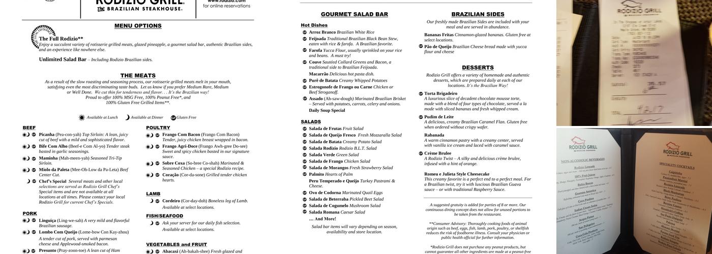 Rodizio Grill Brazilian Steakhouse Maple Grove Menu