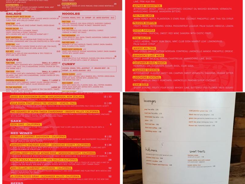 Exotic Thai Menu
