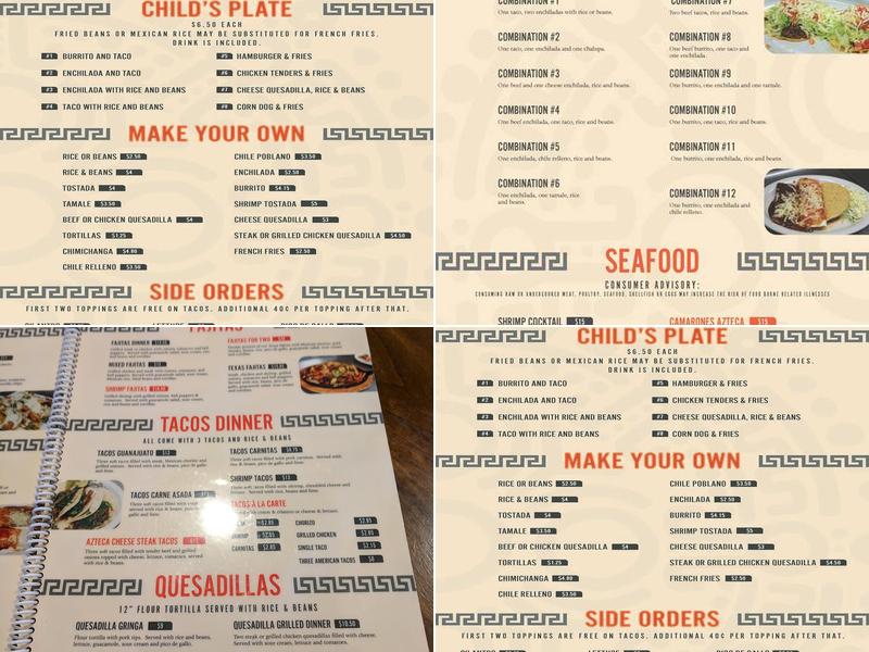 Azteca 1 Mexican Restaurant Menu
