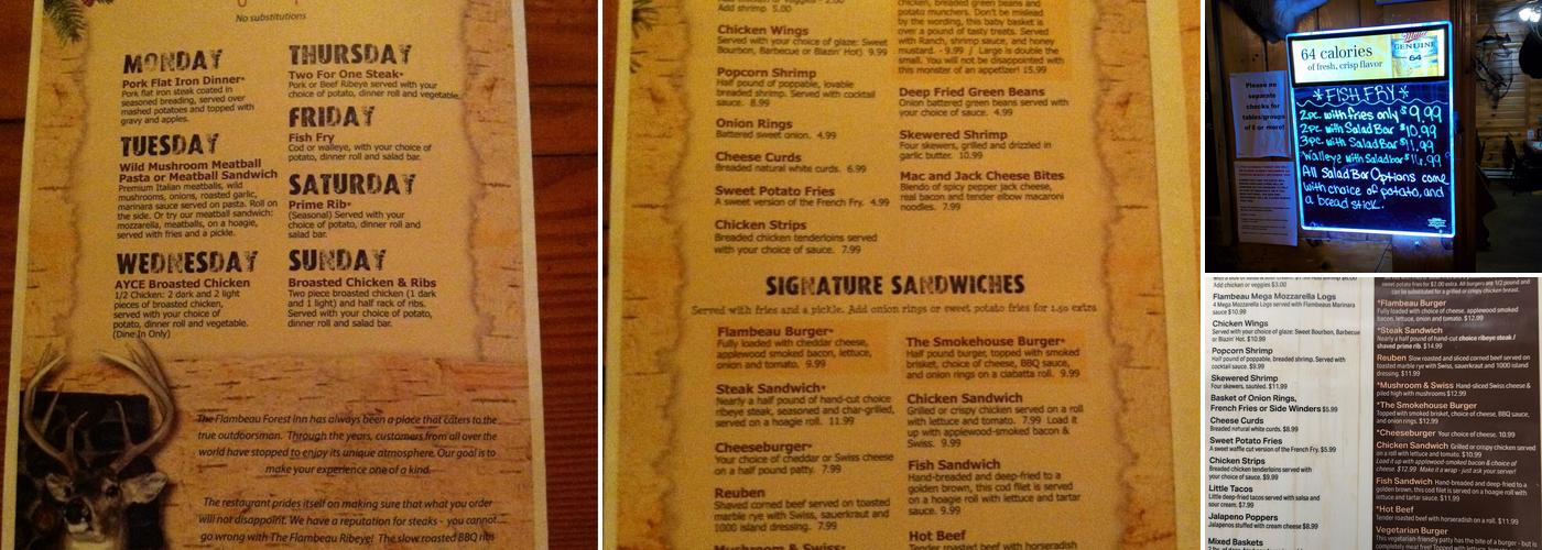 Flambeau Forest Inn Menu