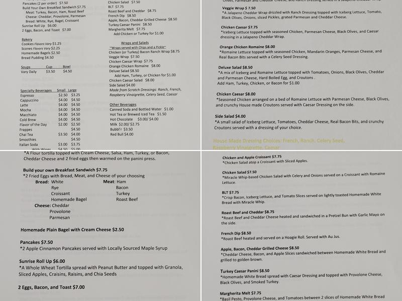 Kayla's Kitchen and Closet Menu