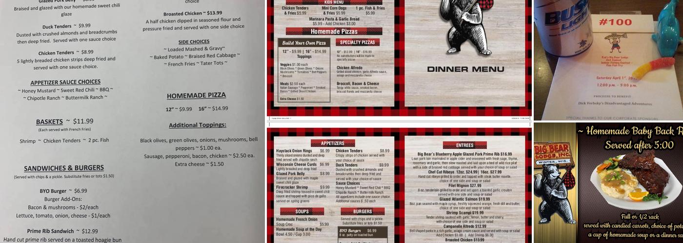 Big Bear Lodge Menu
