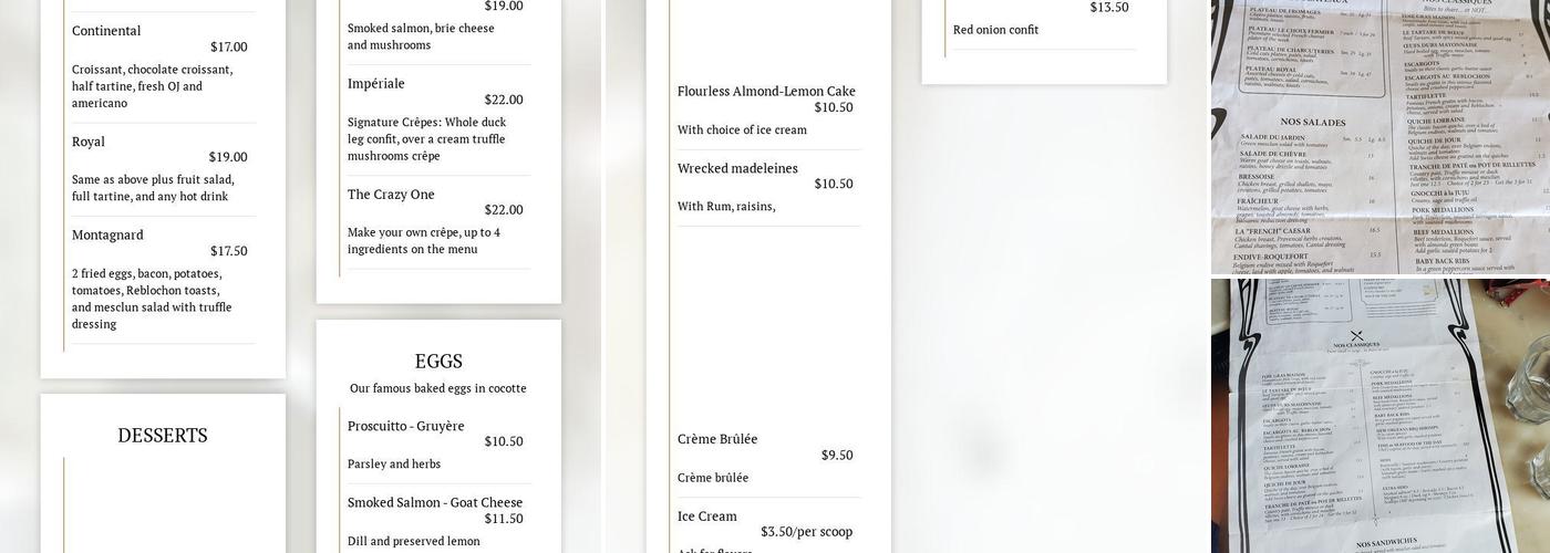 À la Folie Café Menu