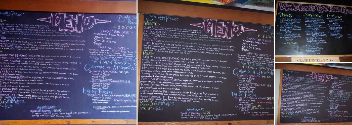 Victoriano's Pizza Menu