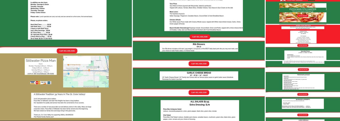 Pizza Man Menu