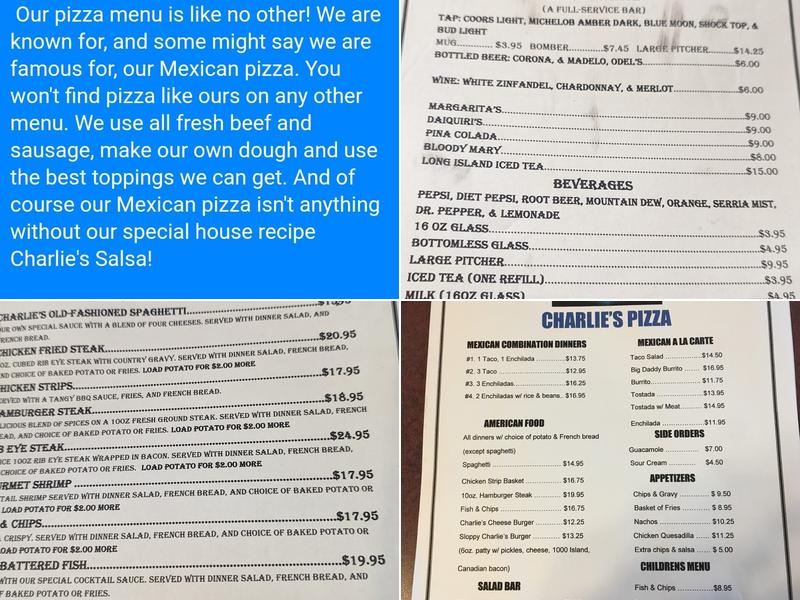 Charlie's Pizza Menu