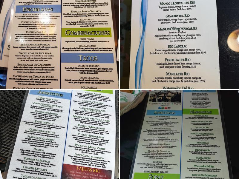 Rio Distinctive Mexican Cuisine Menu