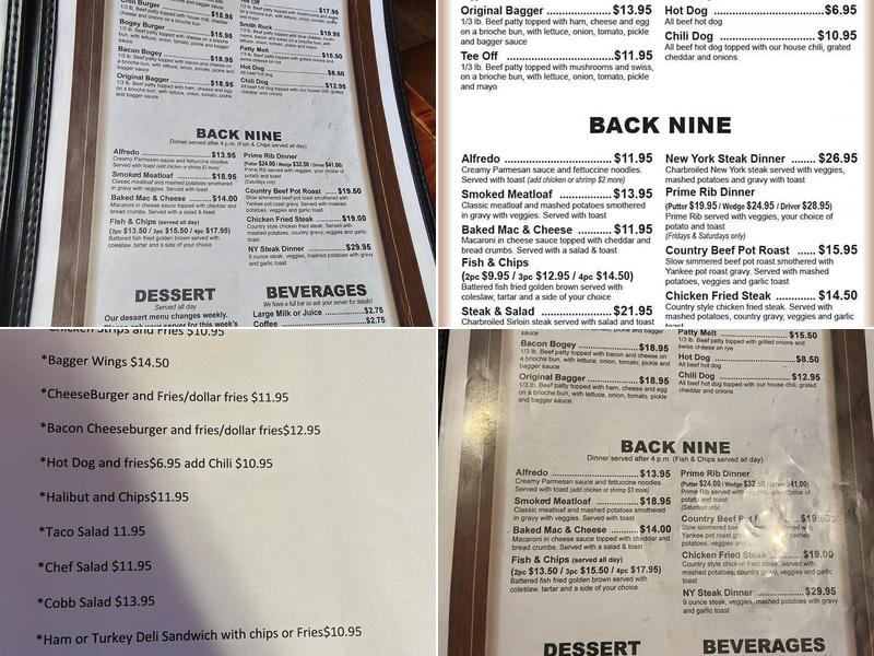 Sandbagger Saloon Menu