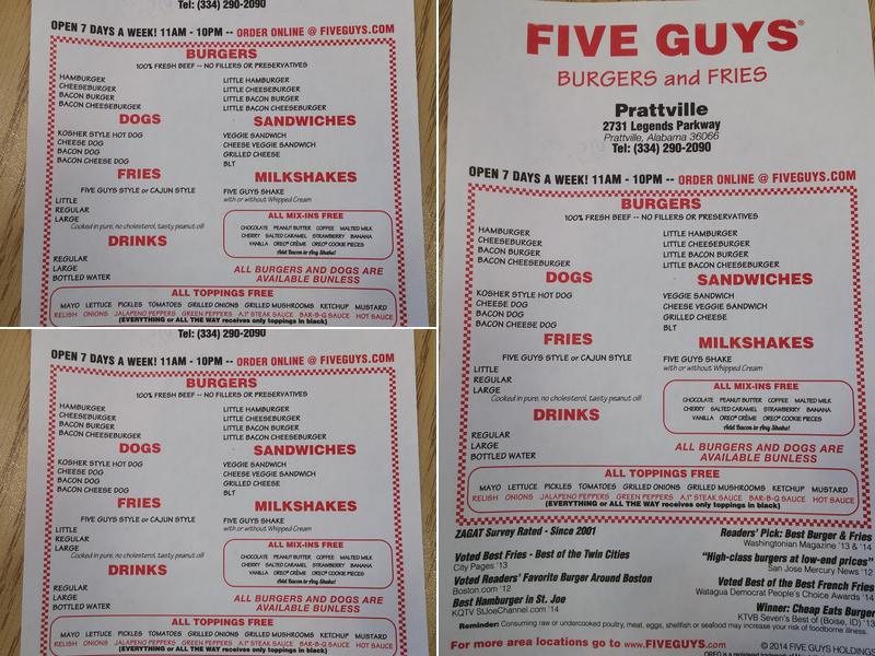 Five Guys Menu