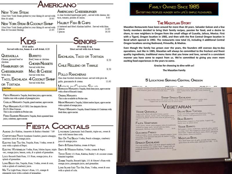 Mazatlan Mexican Restaurant | Redmond Menu