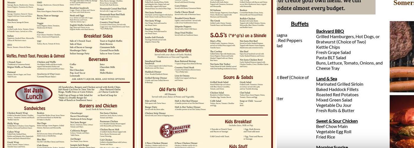 Not Justa Cafe Menu