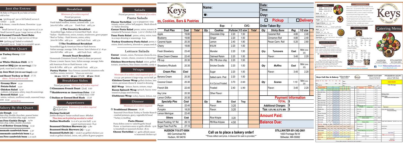 Keys Cafe & Bakery Menu