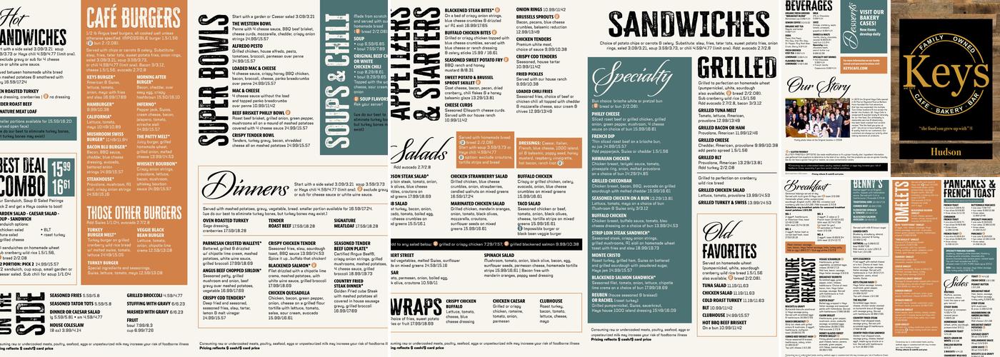 Keys Cafe & Bakery Menu