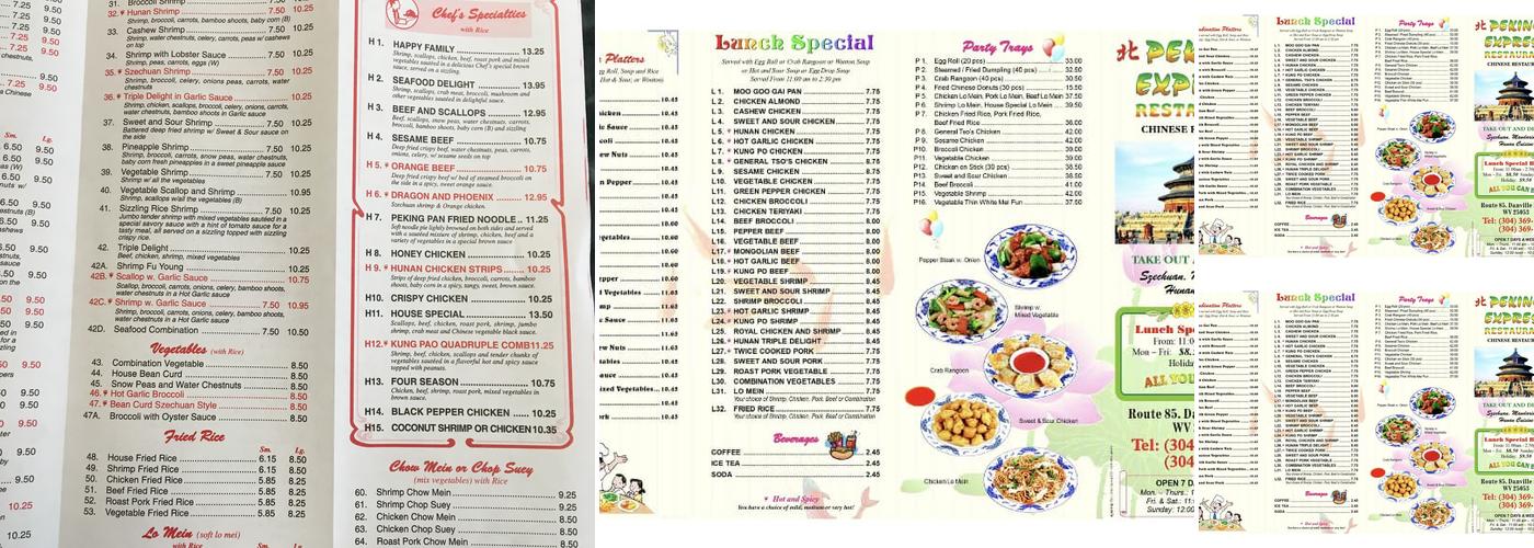 Peking Restaurant Menu