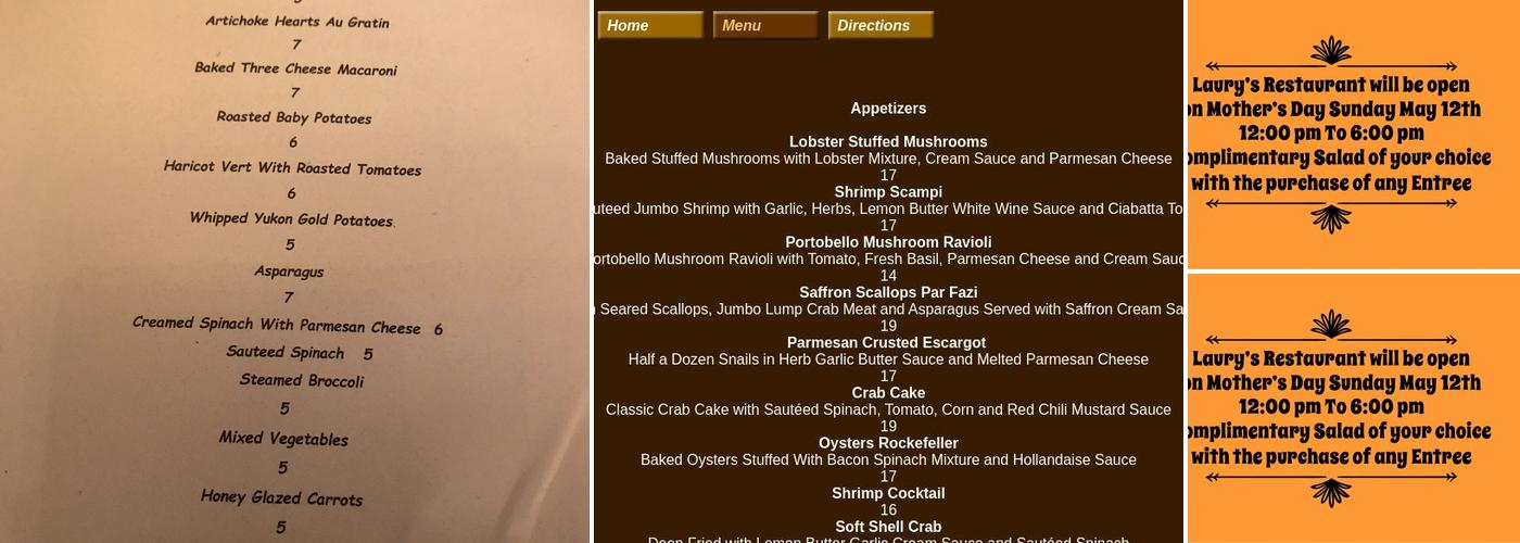 Laury's Restaurant Menu
