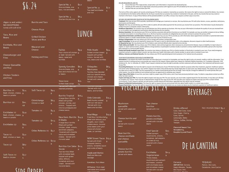 Plaza Maya Menu