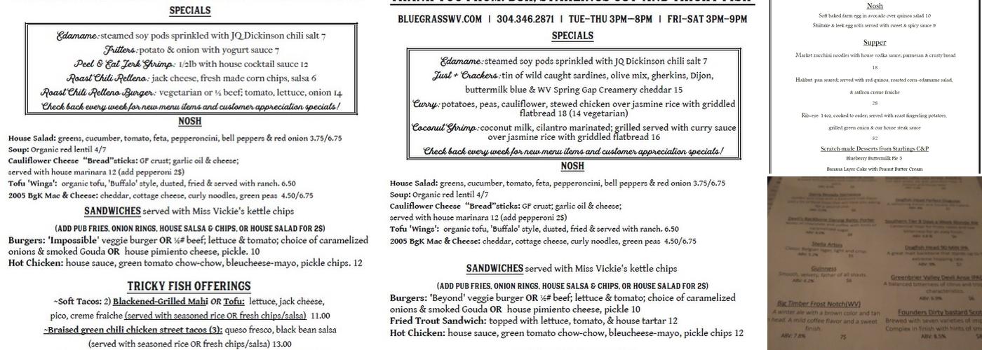 Bluegrass Kitchen Menu