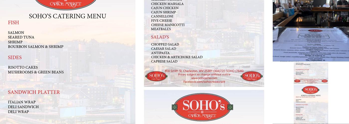 Soho's Menu