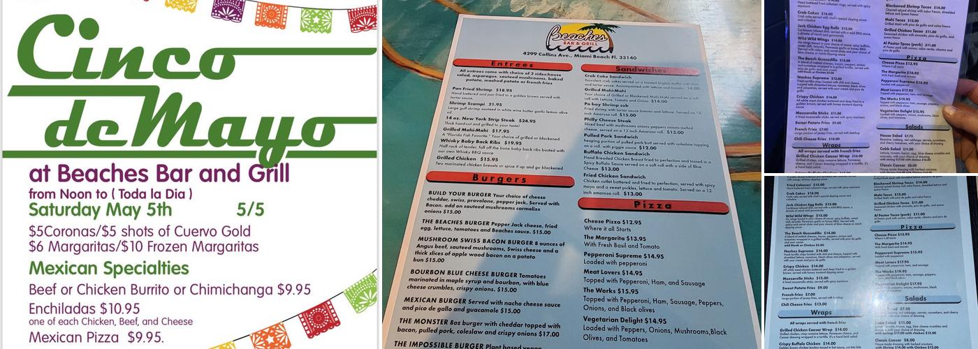 Beaches Bar And Grill Menu
