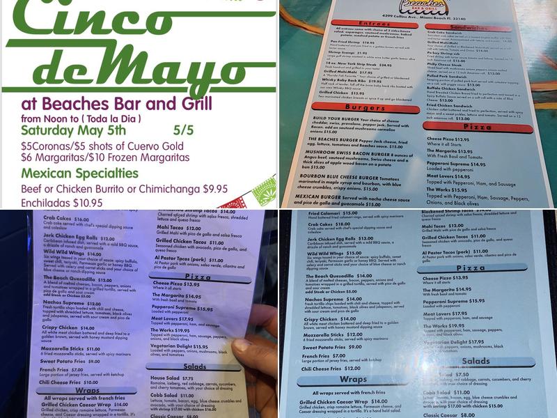 Beaches Bar And Grill Menu