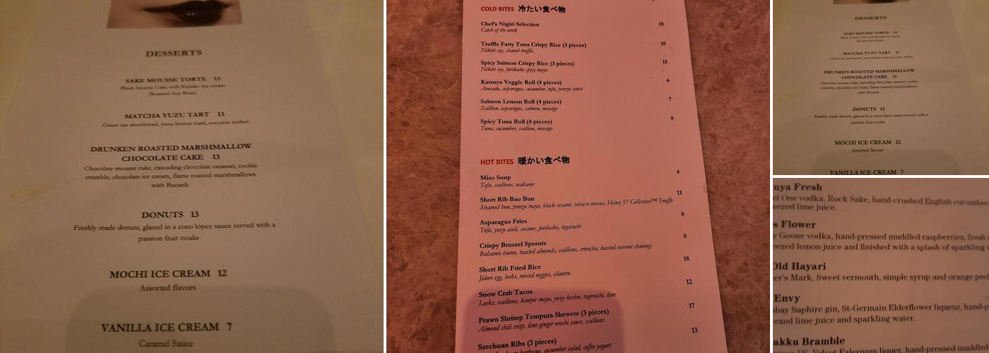 Katsuya South Beach Menu