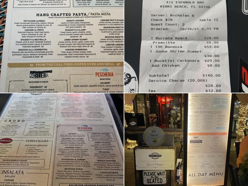 Mercato della Pescheria Miami Beach Menu