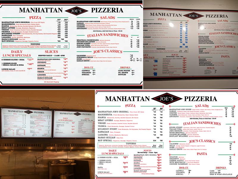 Manhattan Joe's Pizzeria Menu