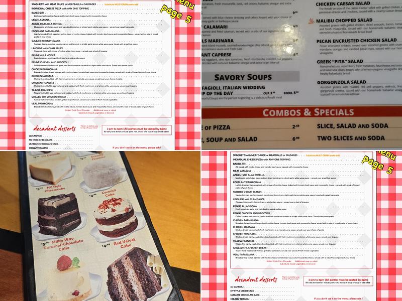Rotelli Pizza & Pasta Menu