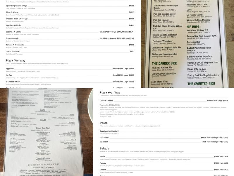 Tucci's Pizza Menu