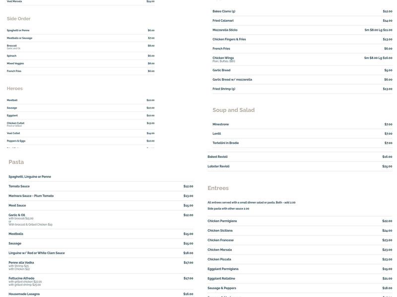 Caruso's Pizzeria Menu