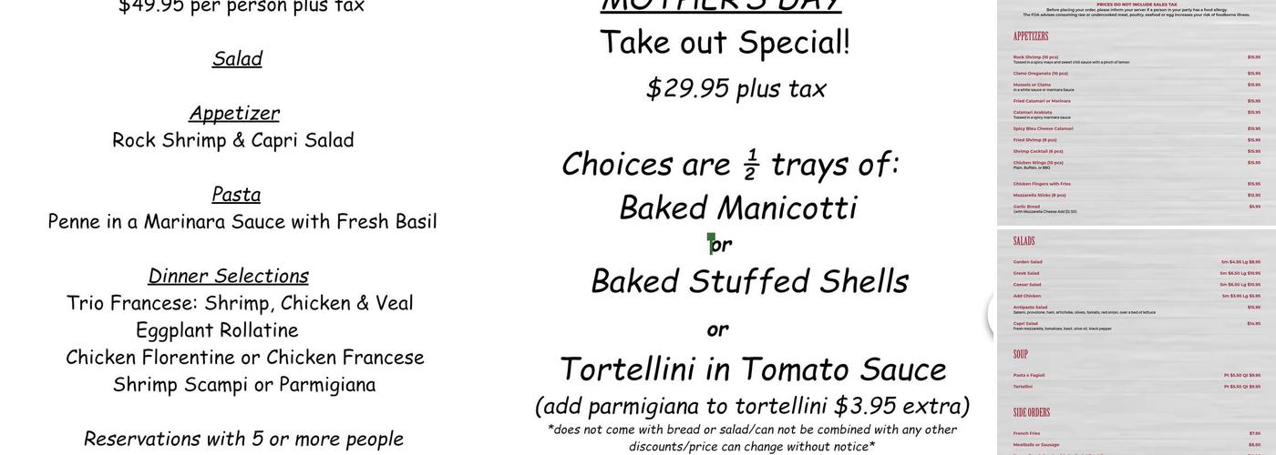 Nino's Pizzeria & Cucina Menu