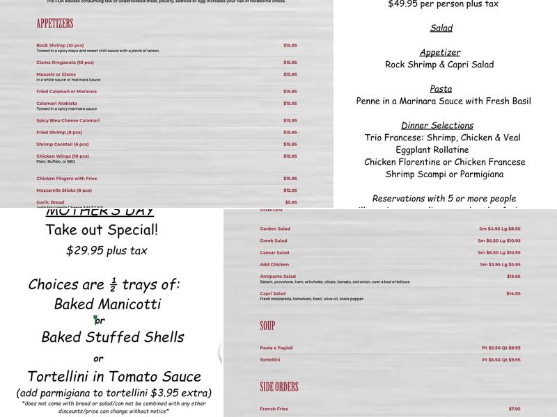 Nino's Pizzeria & Cucina Menu