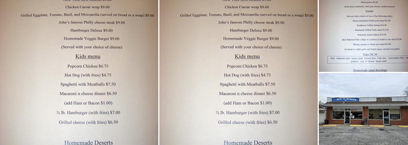 Bun & Burger Menu