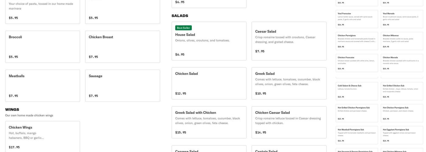 Nick's Pizza Menu