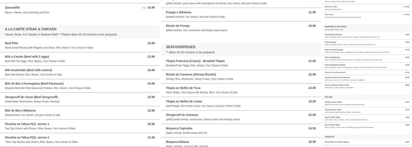 Pizza Express Menu