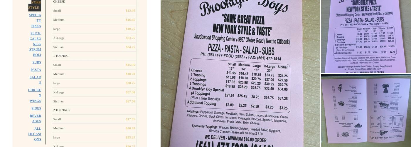 Brooklyn Boys Pizzeria Menu