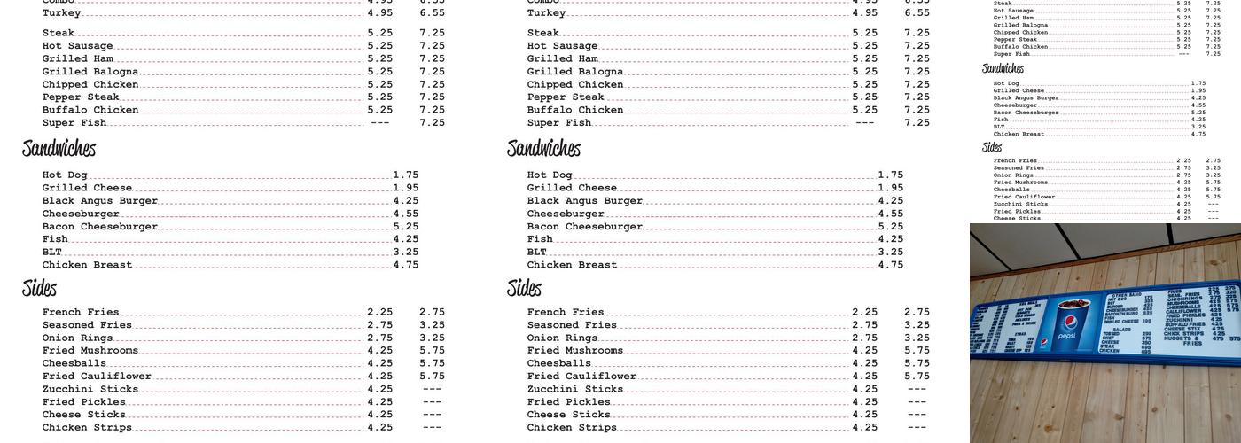 Miller's Hoagies Menu