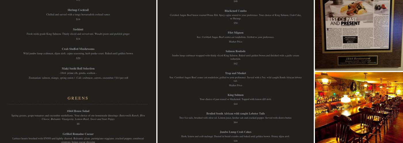 1844 Restaurant Menu