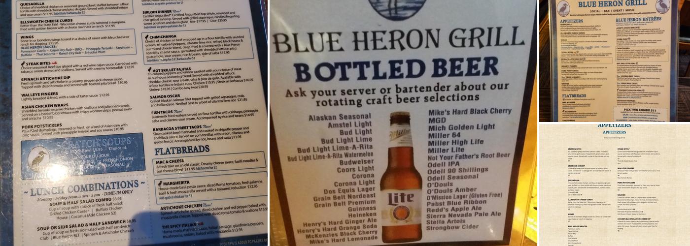 Blue Heron Grill Menu
