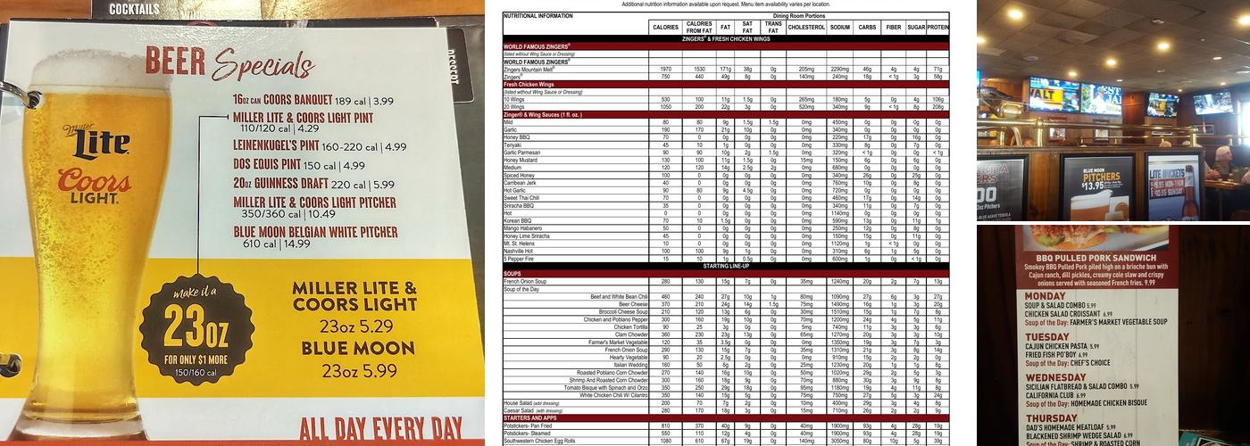 Miller's Ale House Menu