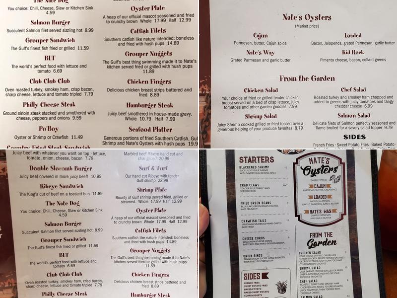 Nate's Oyster Bar Menu