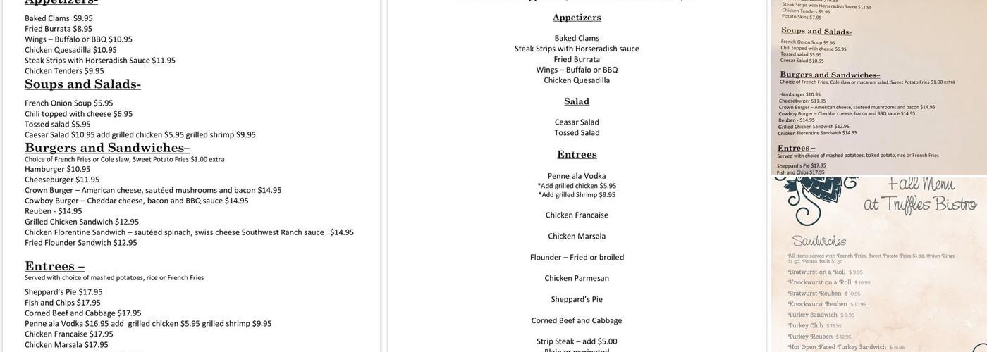 Truffles Bistro Menu