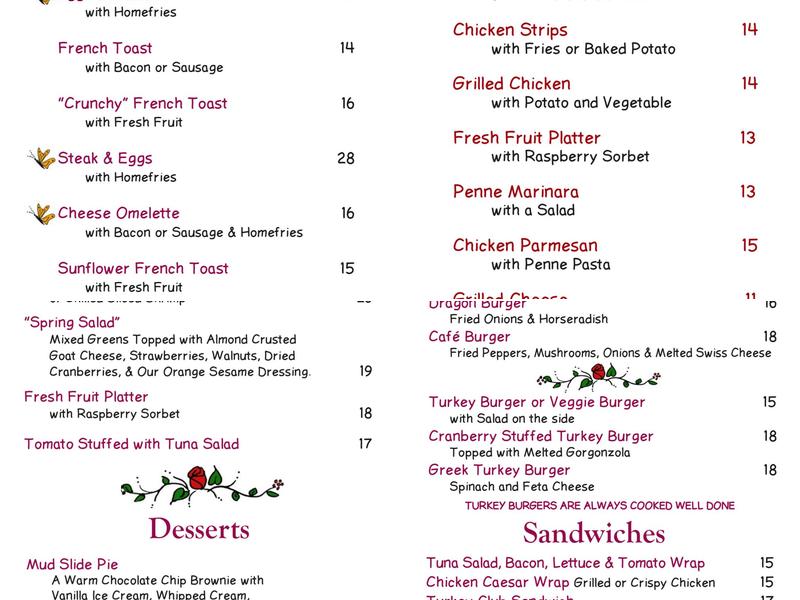 Post Stop Cafe Menu