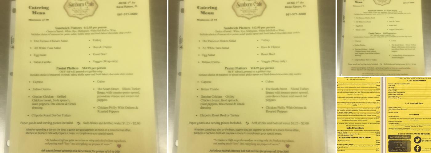 Sanborn Cafe Menu
