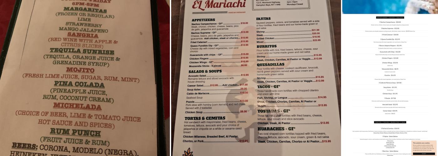 El Mariachi Mexican Restaurant - Hampton Bays Menu