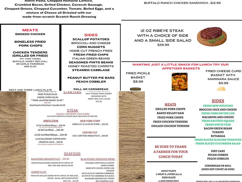 Ketchem's Restaurant, Catering and Venue Menu