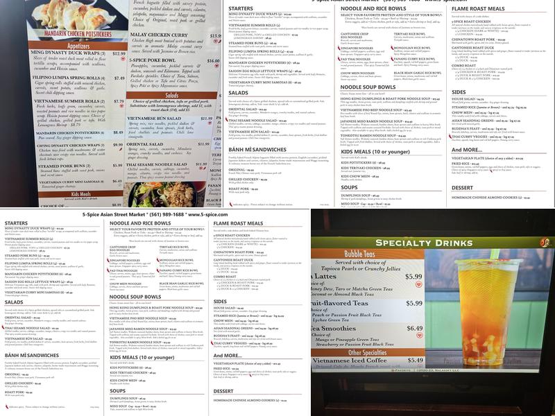 5-Spice Asian Street Market Menu