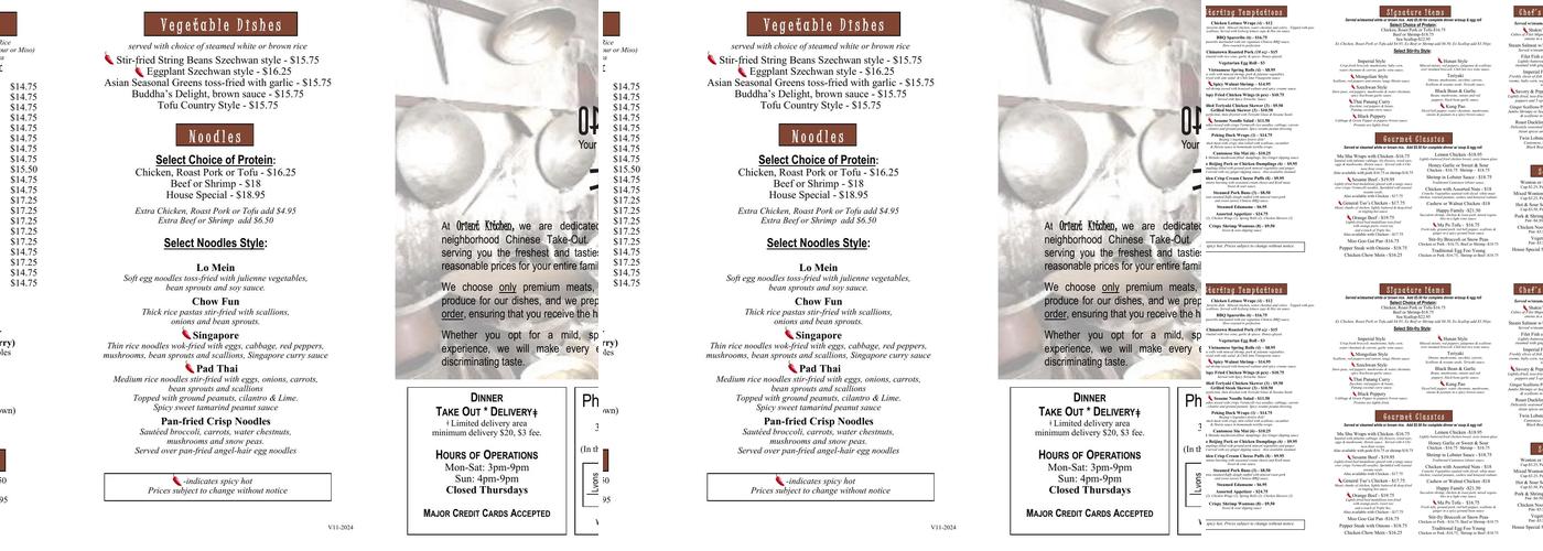 Orient Kitchen Menu