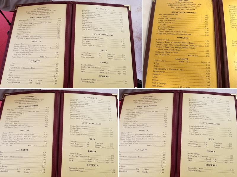 Sam's Cafe Menu